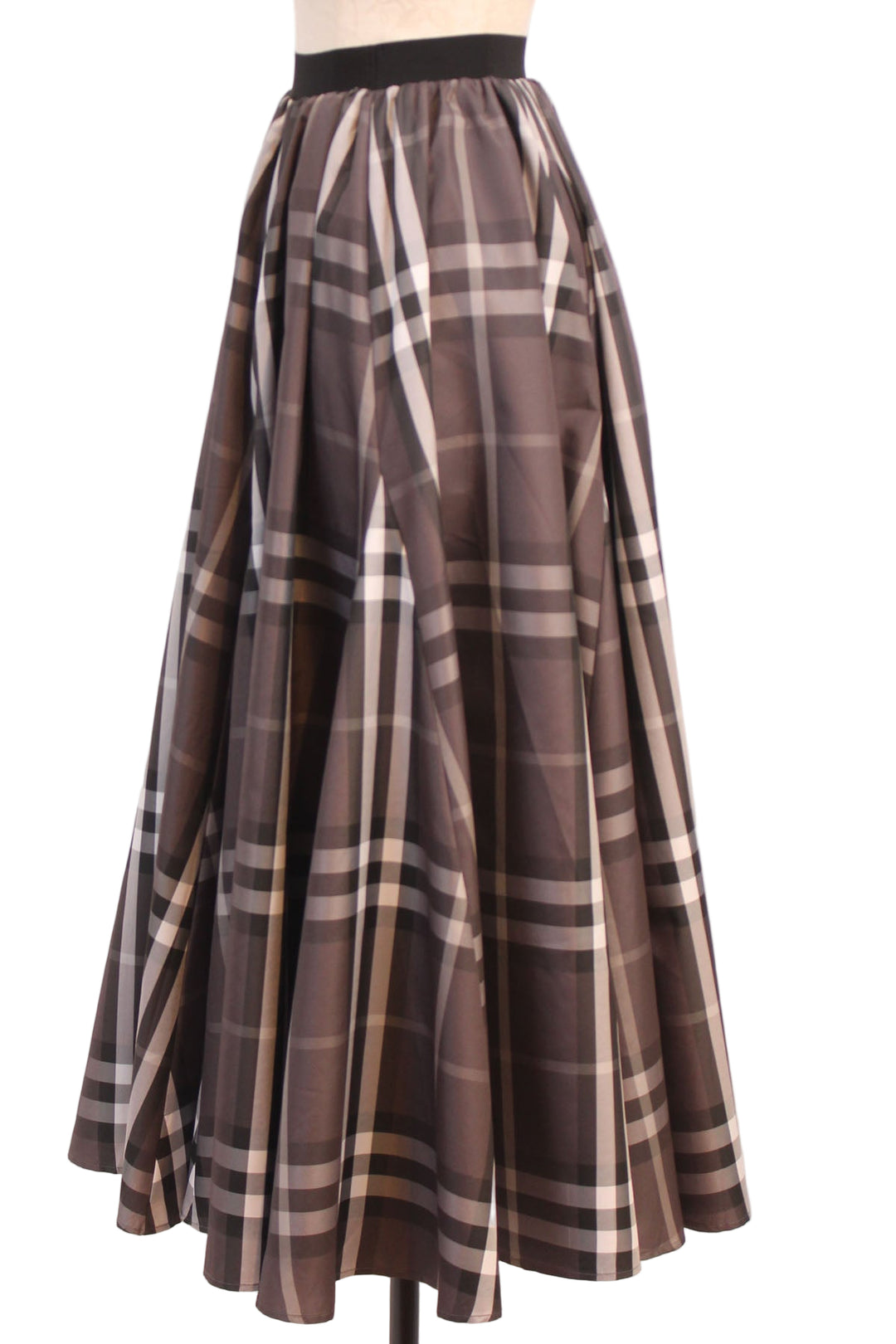 side view of Classic Grey Plaid Midi Skirt by Zero Degree Celsius
