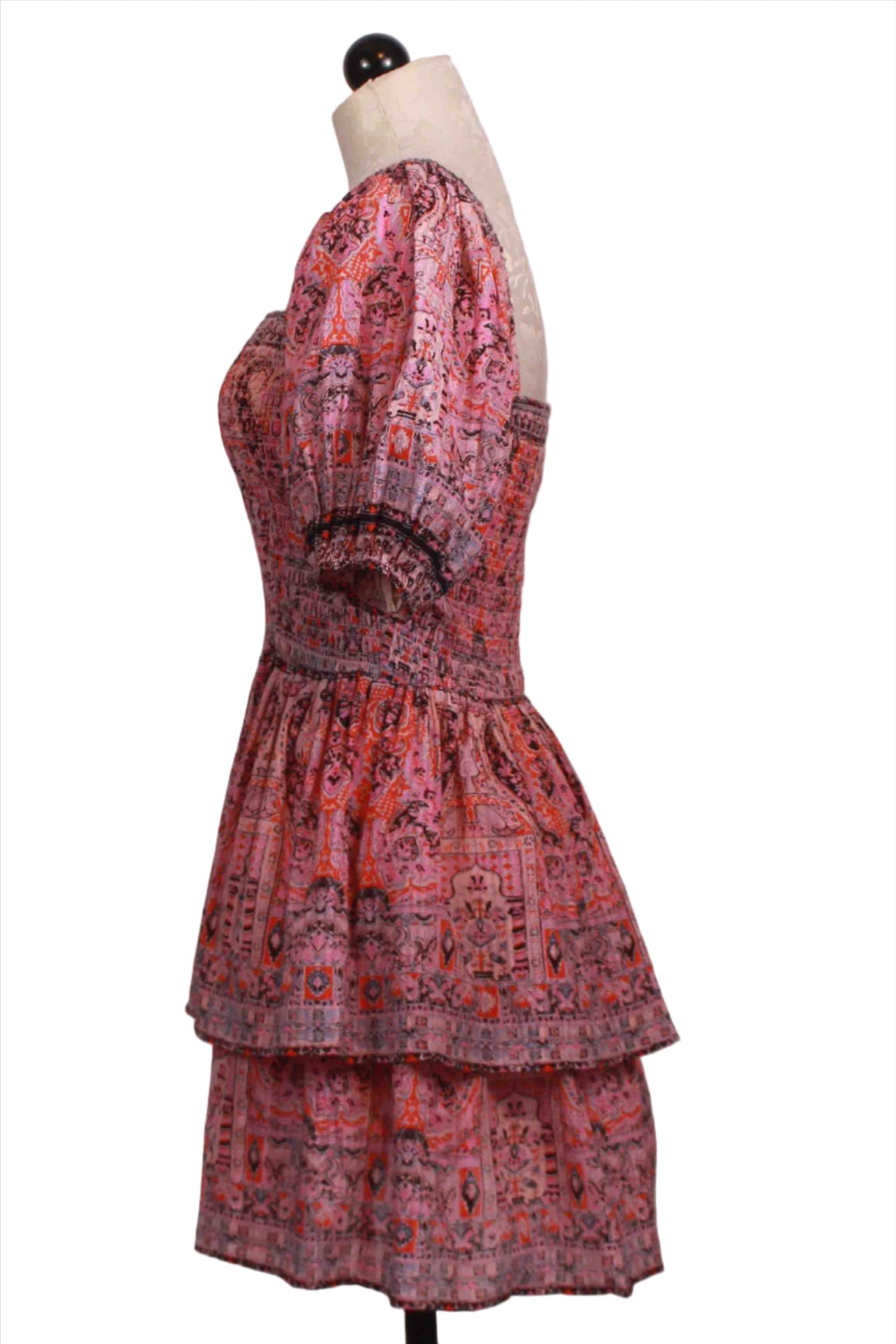 side view of Mahal Print Sidney Mini Dress by Cleobella