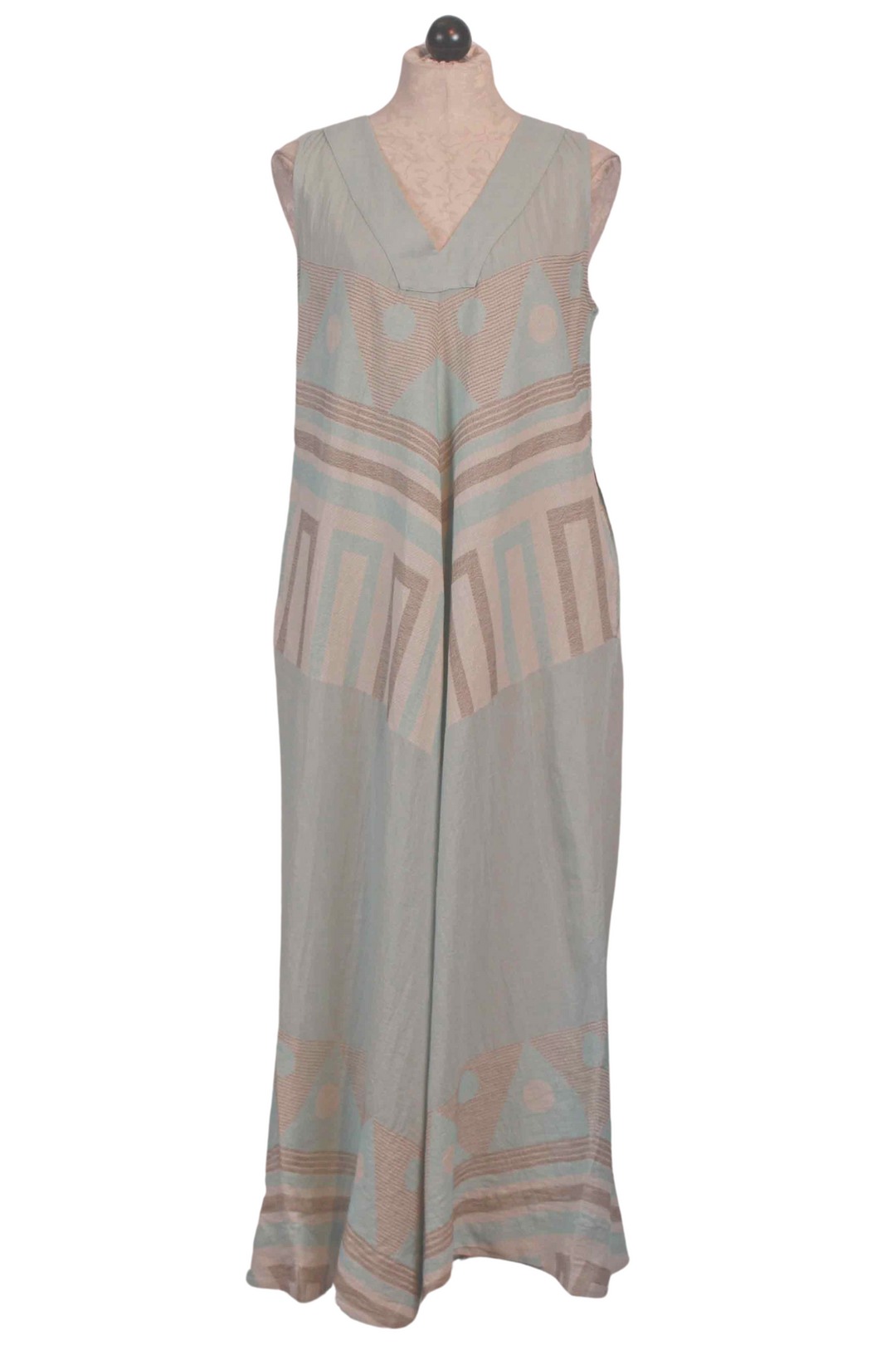 Aqua Sleeveless V Neck Sifnos Maxi Dress by Pearl and Caviar