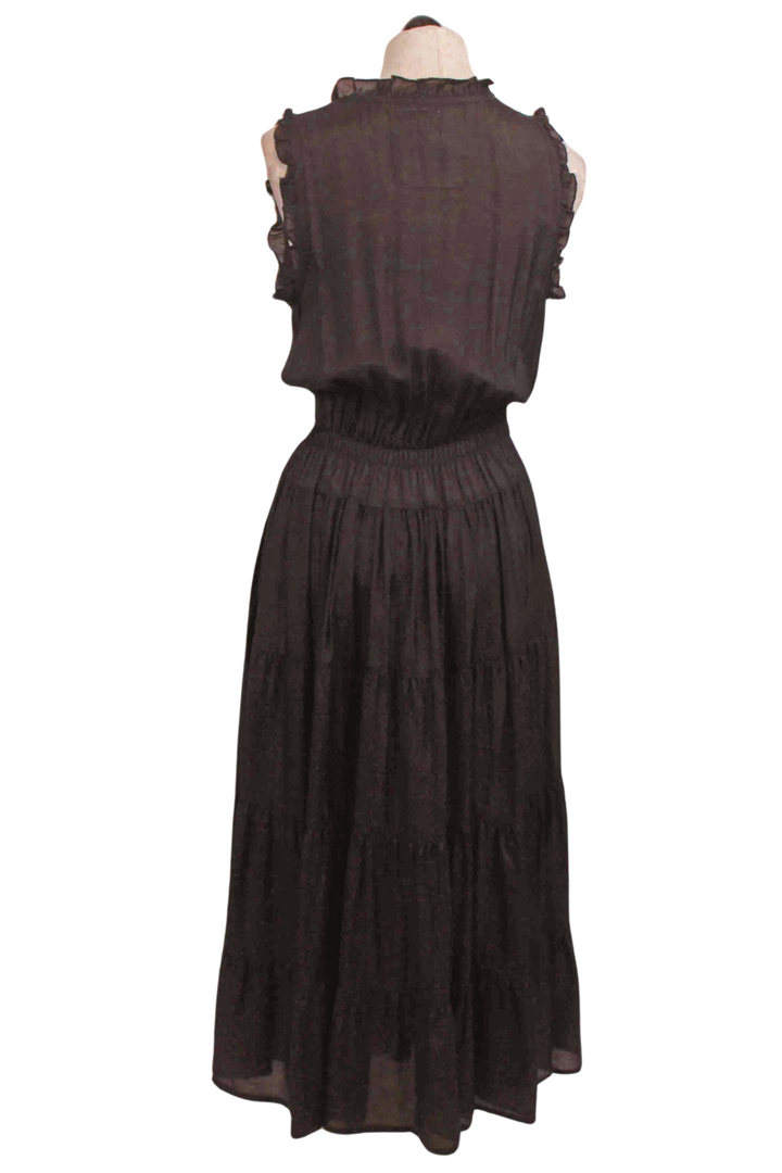 back view of Black Sleeveless Tiered Sophia Dress by Naudic