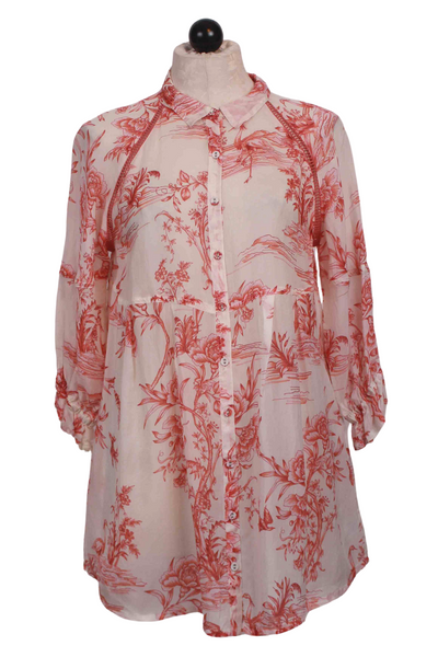 Red and Ivory Spring Fire Adonia Tunic by Johnny Was