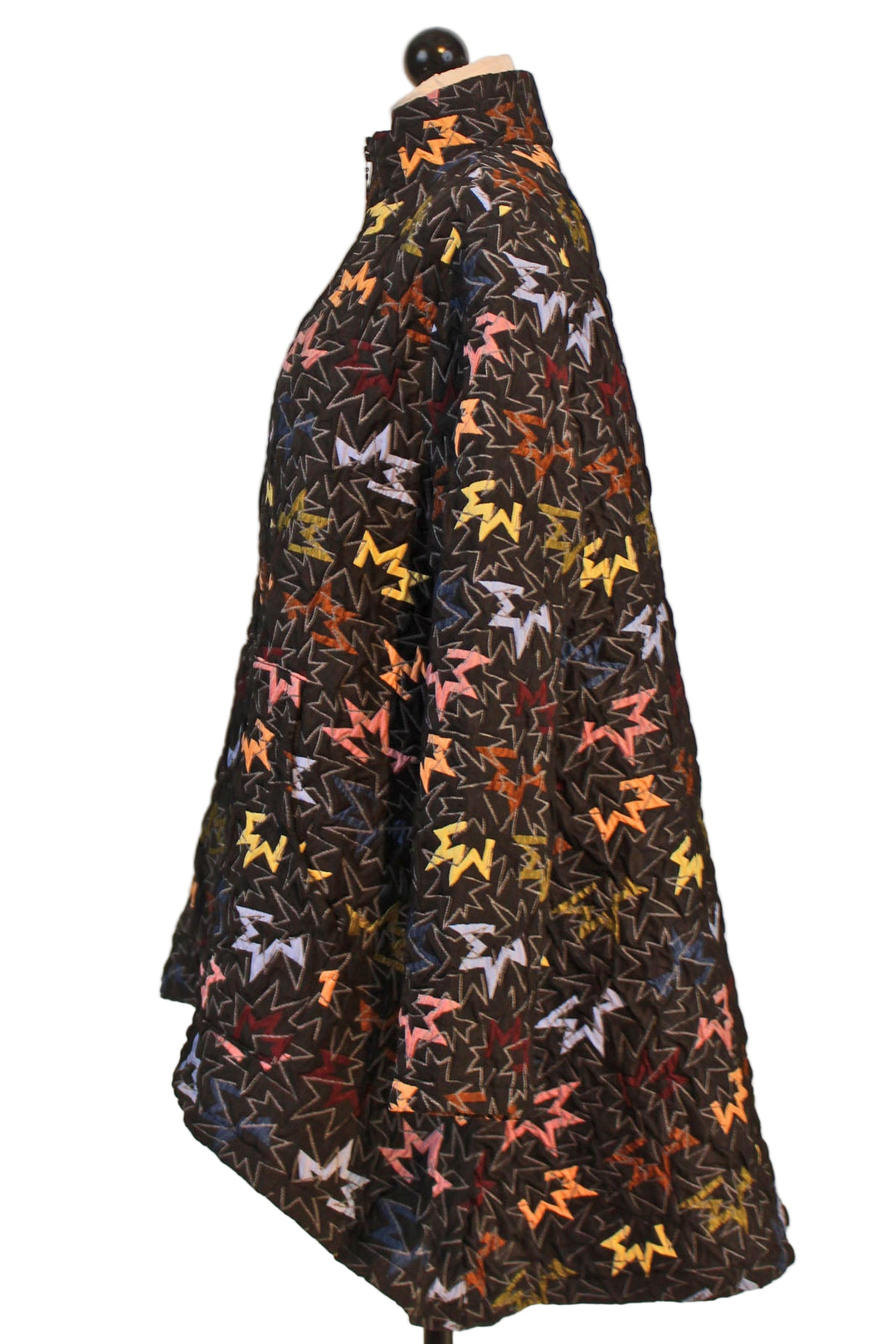 side view of Black Stella Jane Jacket by Kozan with Multicolored Stars