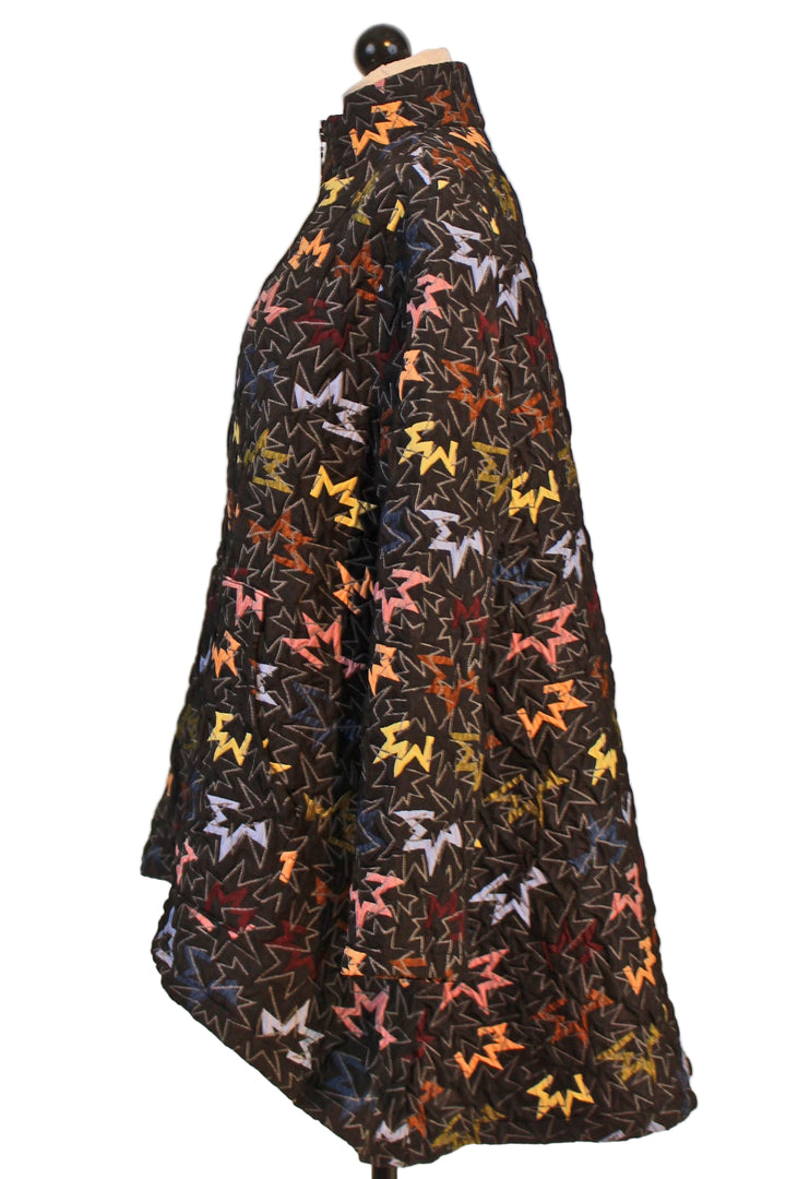 side view of Black Stella Jane Jacket by Kozan with Multicolored Stars
