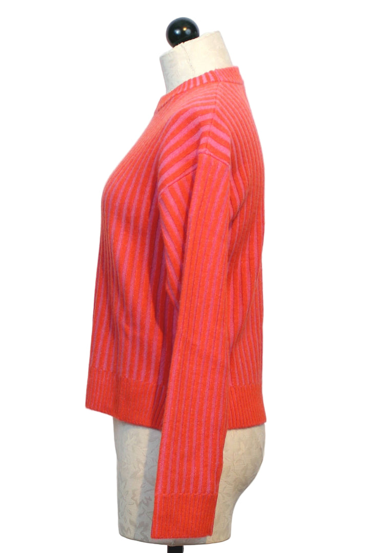 side view of Strawberry Lace MC Plaited Dulce Crewneck Sweater by Colorush
