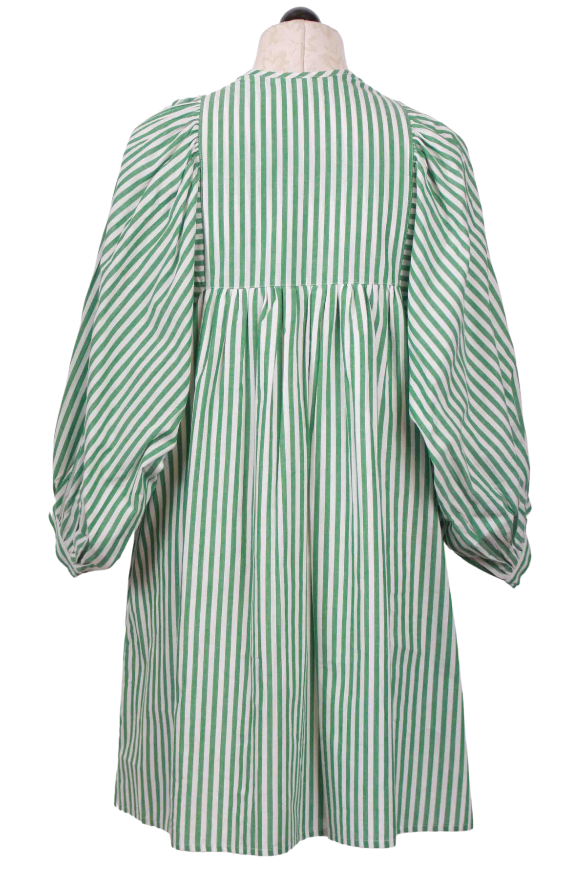 back view of Kelly Green and White Striped Daisy Dress by Mille