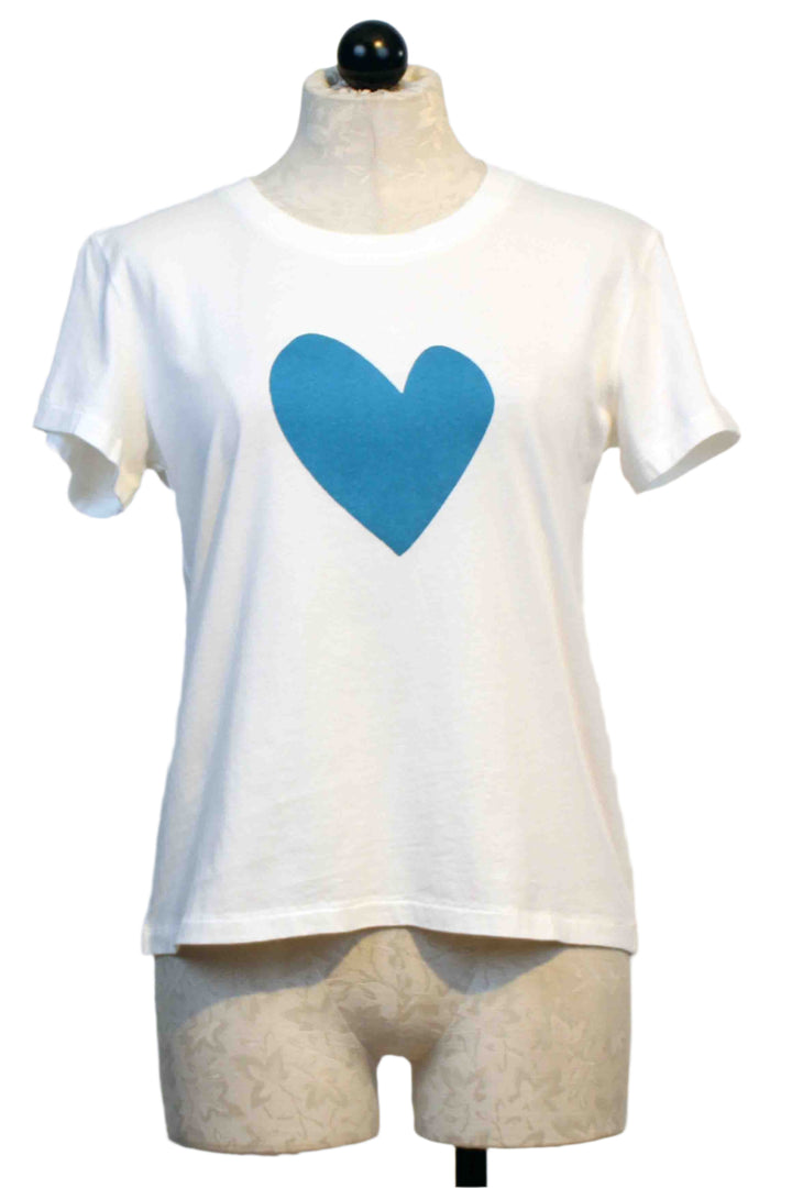 White Suke Imperfect Heart Tee by Kerri Rosenthal with a Mid Blue Heart in the center