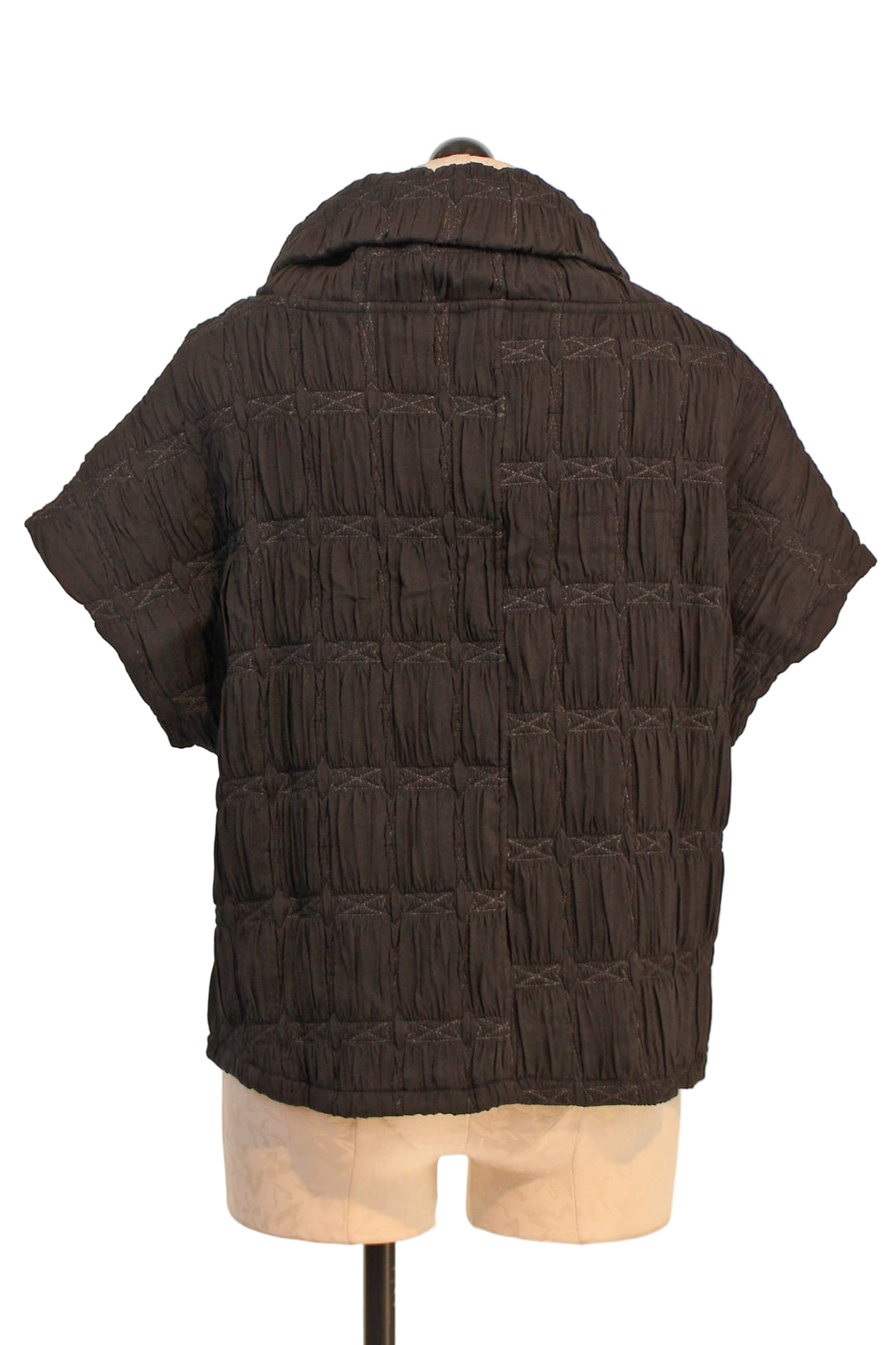 back view of Black Smocked Suki Top by Kozan