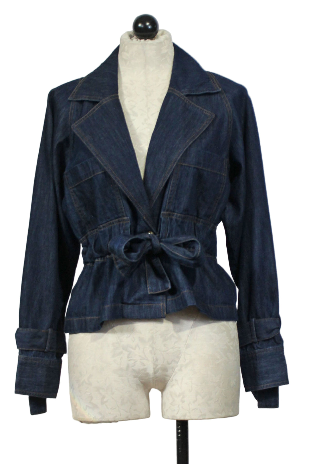Blue Denim Susan Belted Denim Jacket by Emily Lovelock