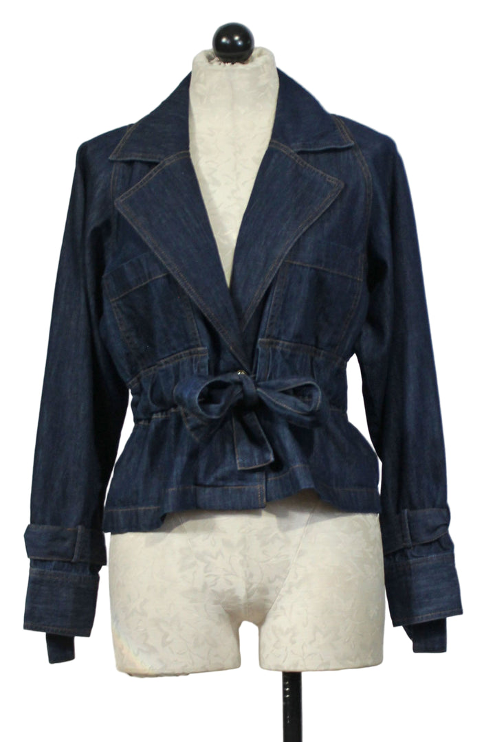 Blue Denim Susan Belted Denim Jacket by Emily Lovelock