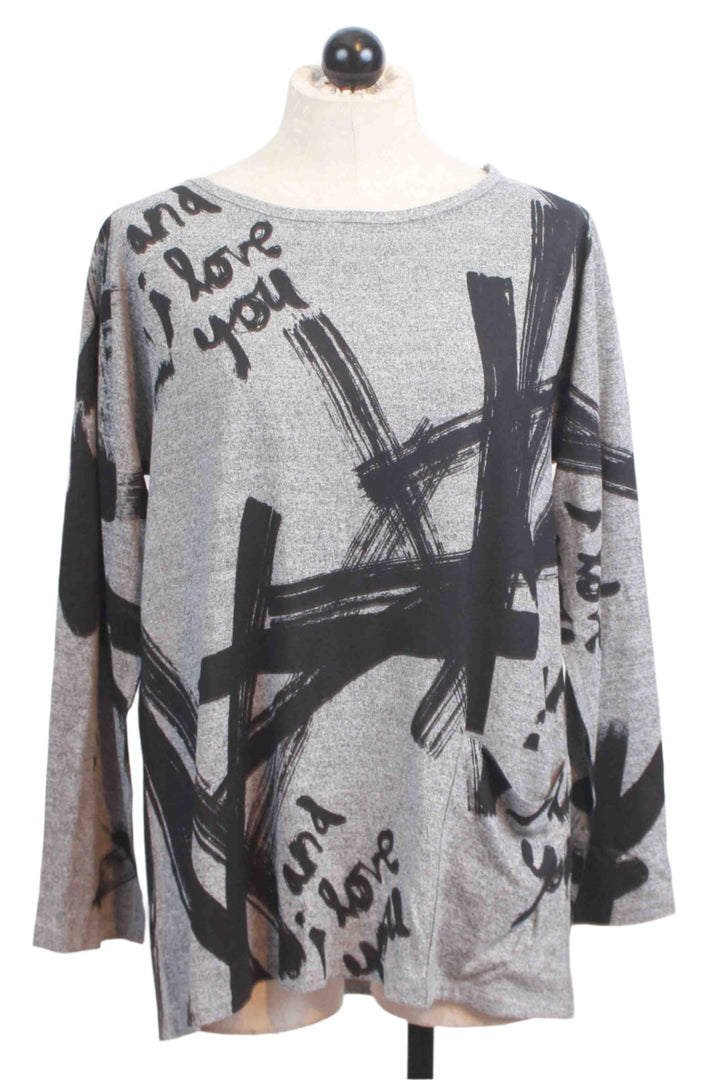 Light Gray Long Sleeve "I Love You" Print Top by Inoah 