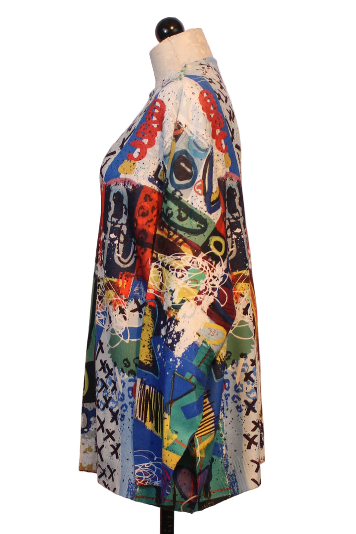 Side view of Long Sleeve Kids Graffiti Print Mock Neck Top by Inoah