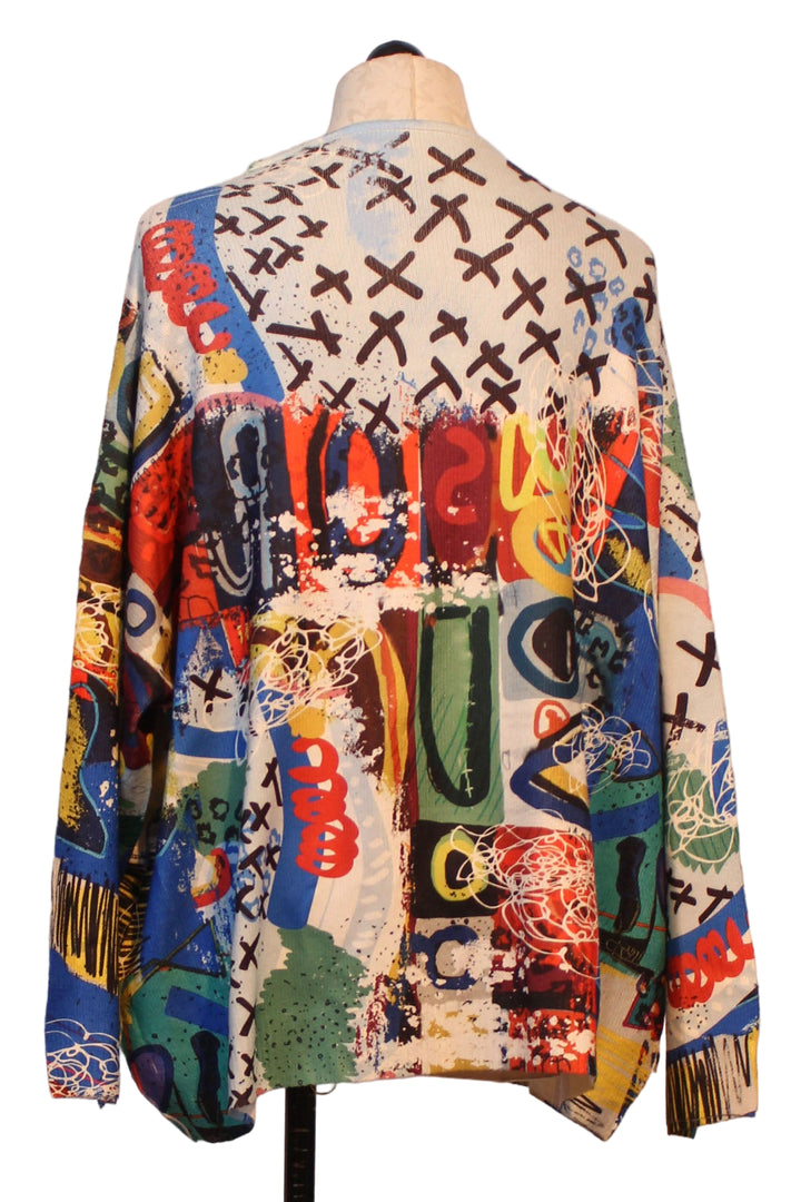 back view of Long Sleeve Kids Graffiti Print Mock Neck Top by Inoah