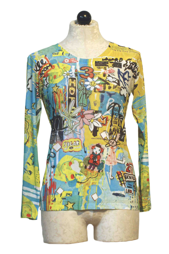 White Mesh Art Collage Long Sleeve Crew by Inoah