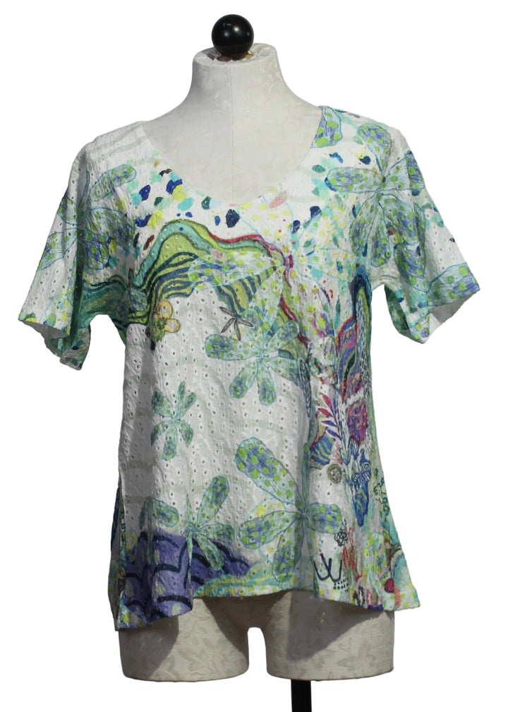 The Happy Bloom Short Sleeve V Neck Top by Inoah 