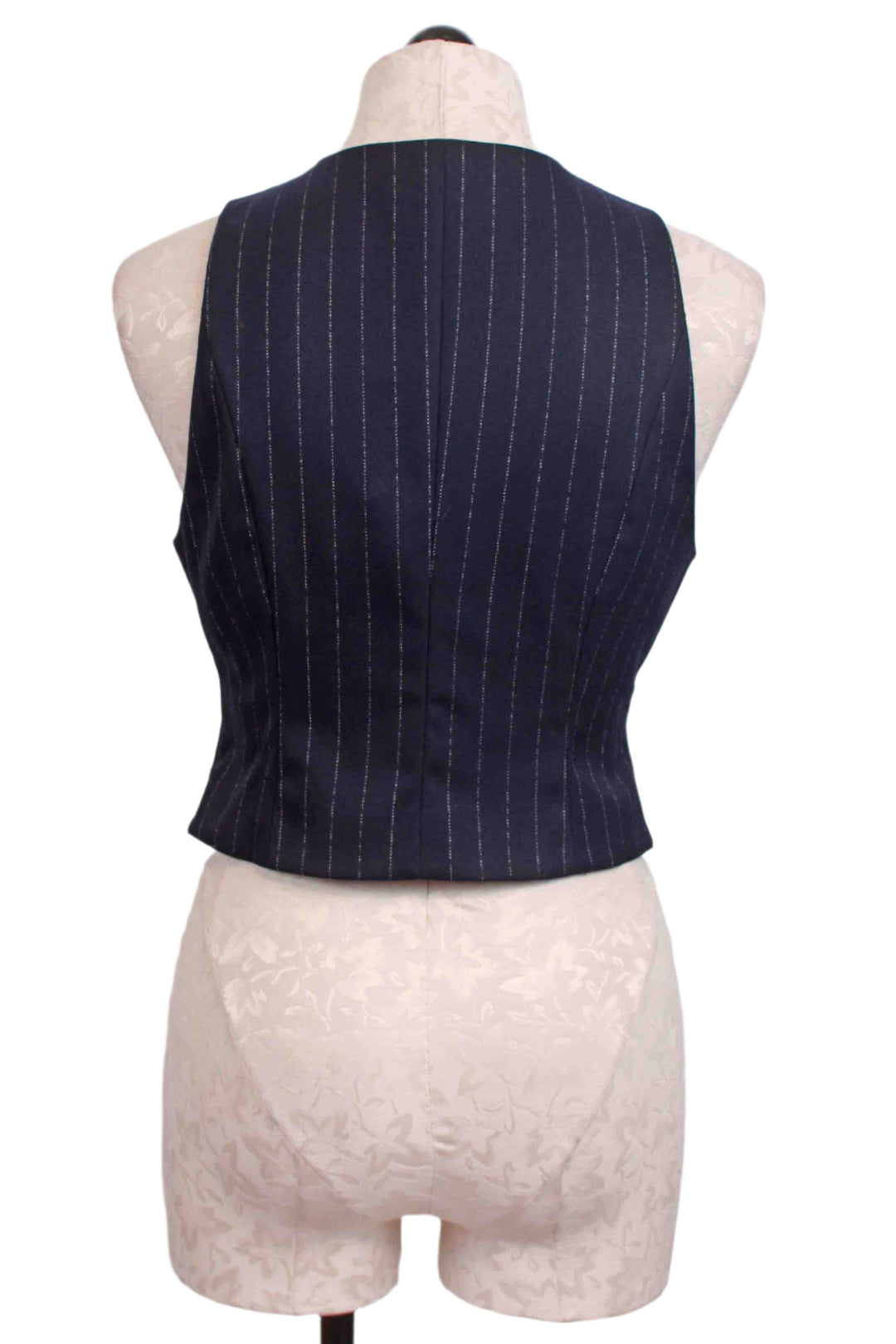 back view of The Pinstripe Favorite Vest by Favorite Daughter in Navy