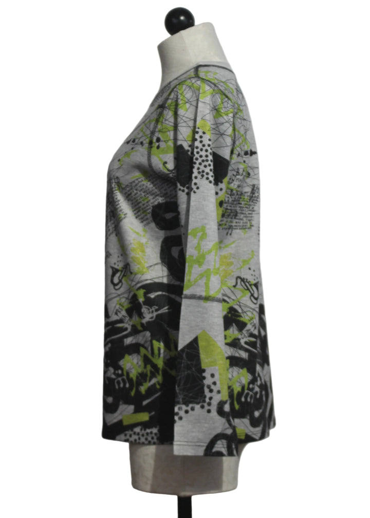 side view of The Long Sleeve Jazz Music Print Top by Inoah 