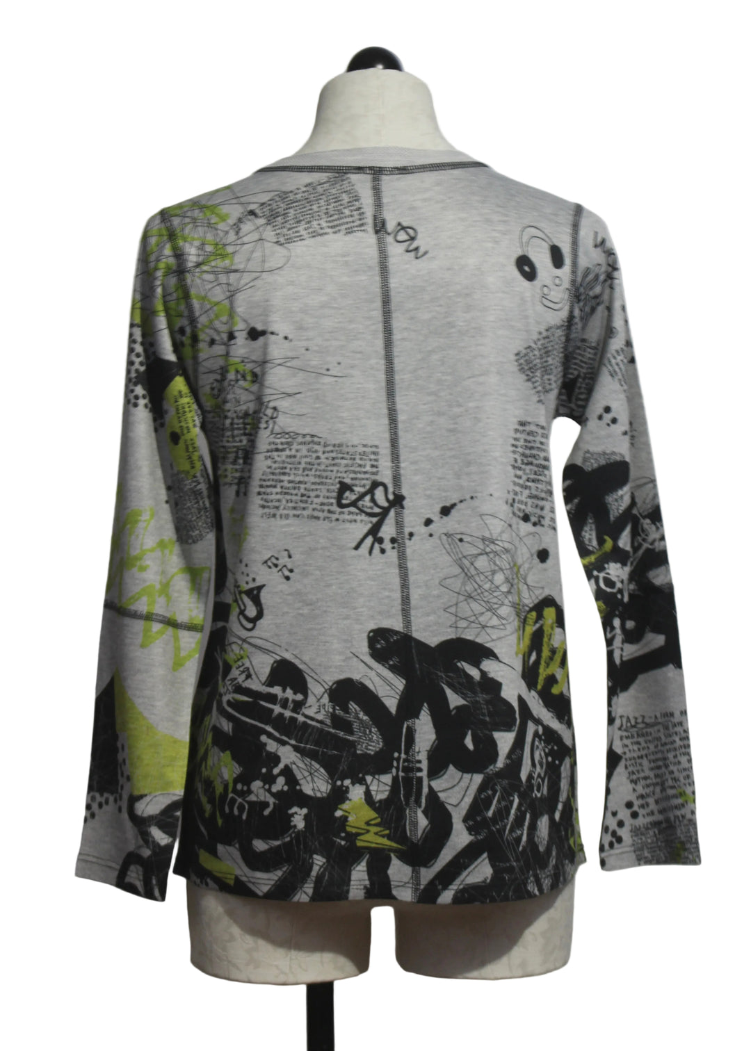 back view of The Long Sleeve Jazz Music Print Top by Inoah 