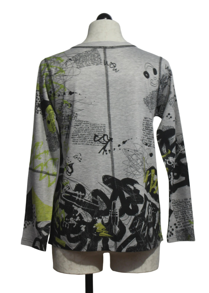 back view of The Long Sleeve Jazz Music Print Top by Inoah 