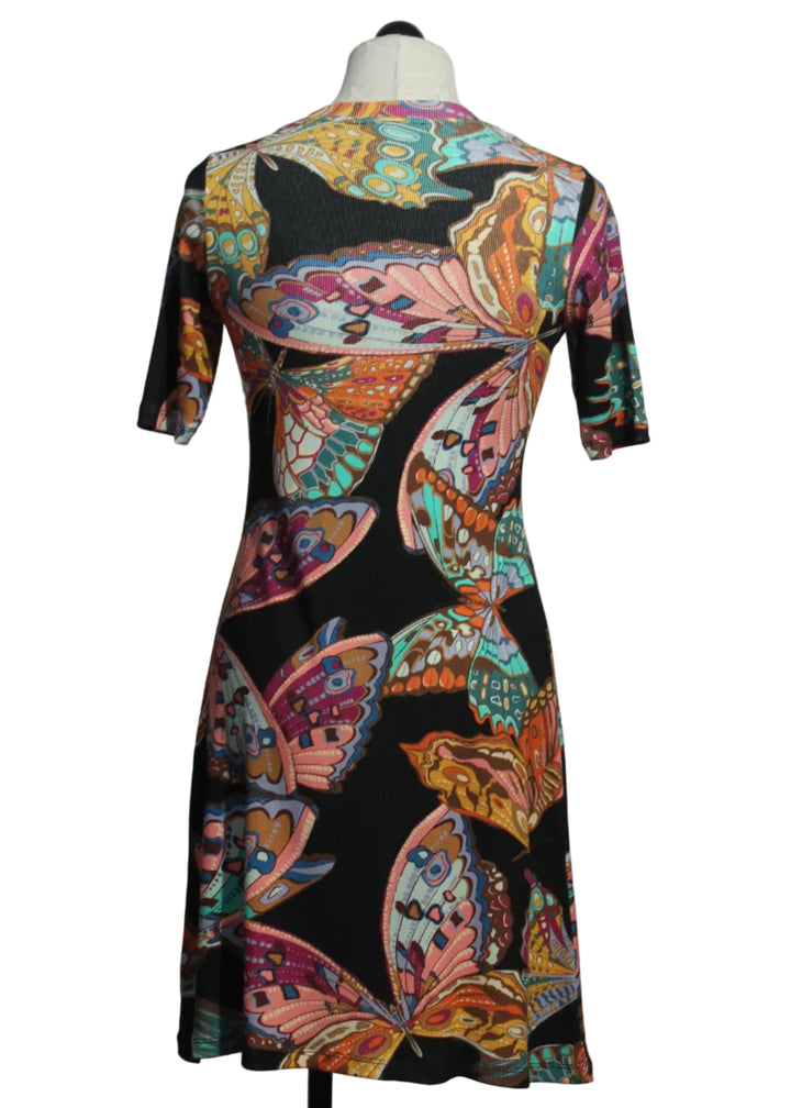 back view of The Swing Dress by Johnny Was in Ofelia Black 