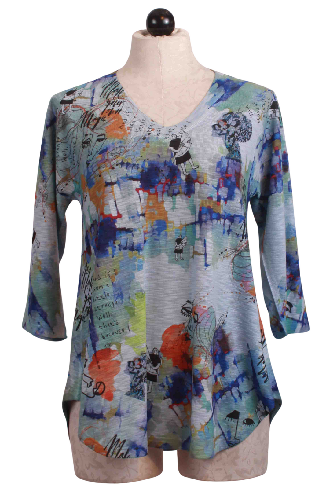 Town Magic Print A Line V Neck Top by Inoah