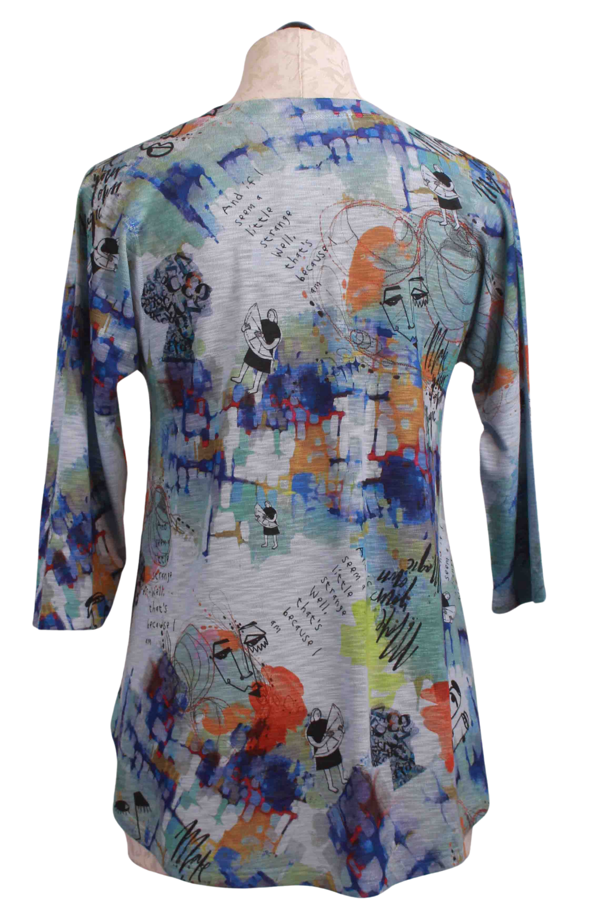 back view of Town Magic Print A Line V Neck Top by Inoah