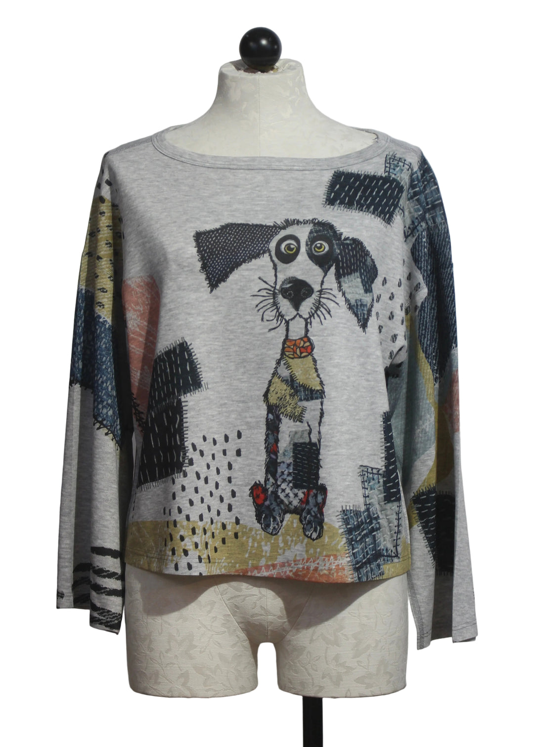 The Sir Pawchington Dolman Sleeve Boat Neck Top by Inoah 
