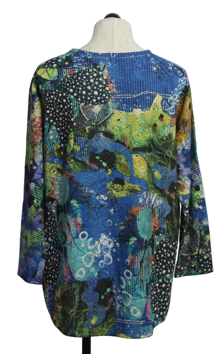 Back view of Marine colored Hi Lo Dolman Long Sleeve Crew by Inoah