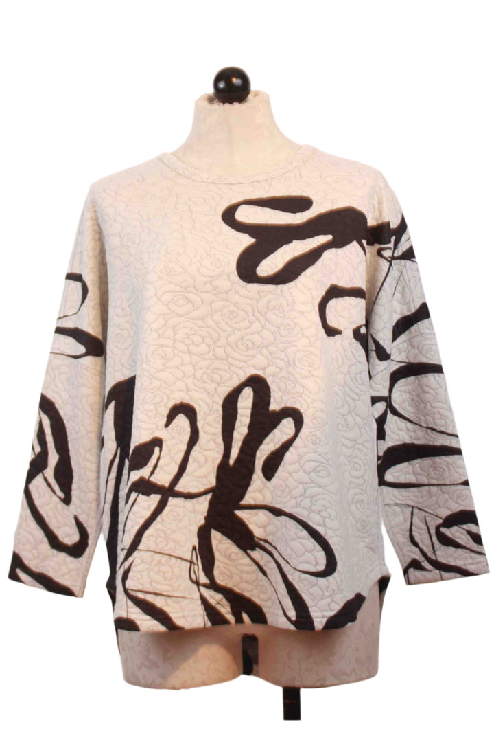 Black and white Scatter Print Long Sleeve Flared Hi Lo Top by Inoah