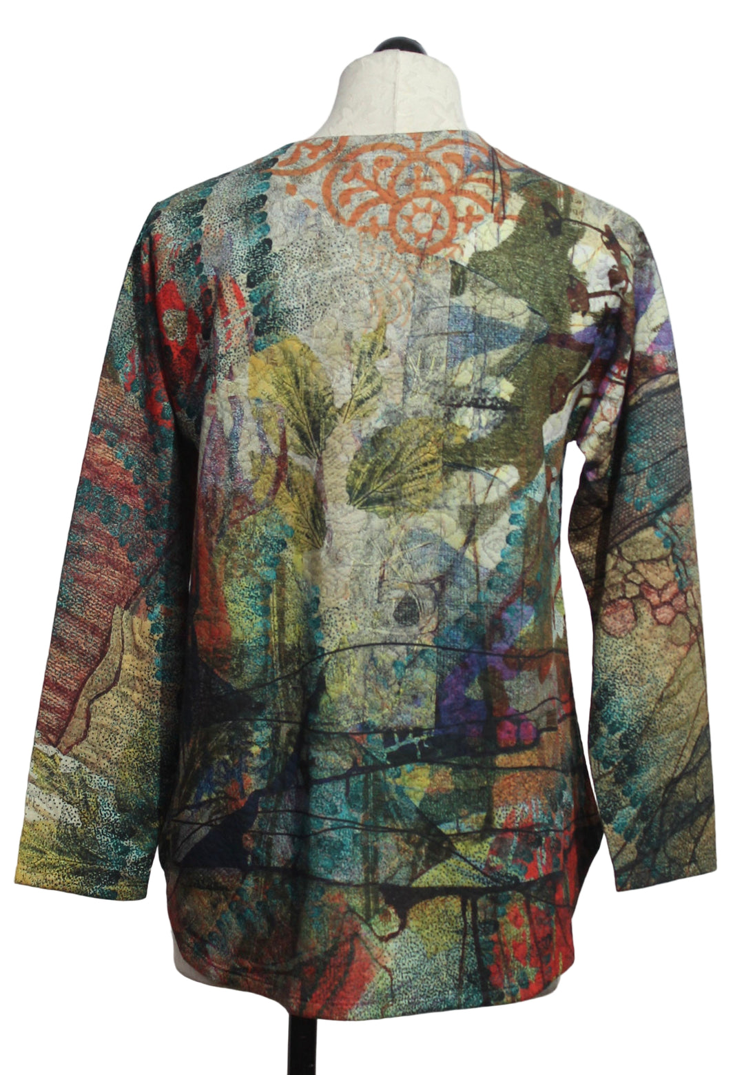 back view of long Sleeve V Neck Curved Hem Top by Inoah