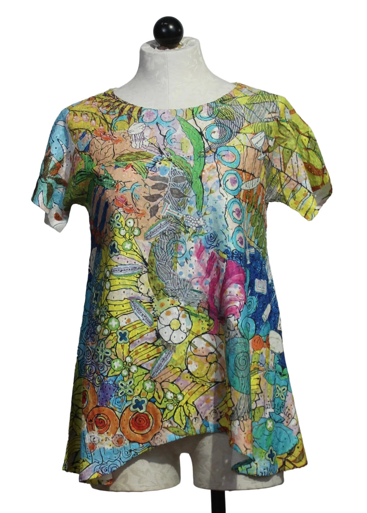 Raya Short Sleeve Crew Neck A-Line Hi-Lo Top by Inoah
