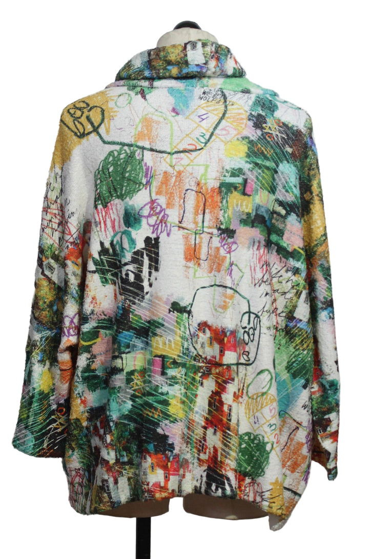 back view of Oversized Cowl Neck Pullover by Inoah in the Happier Print