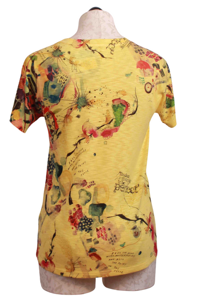 back view of Yellow Masterpiece Print Short Sleeve Crew Neck Top by Inoah
