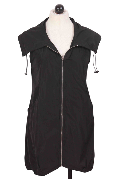 black Long Zipper Front Vest by Reina Lee