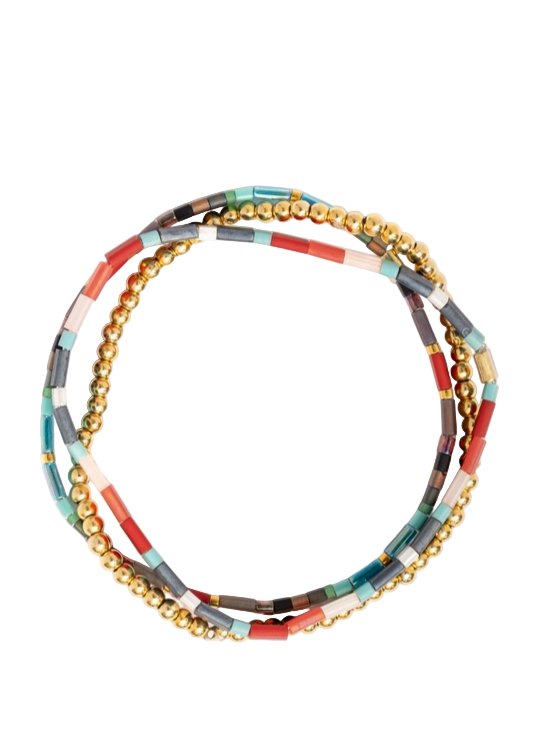 Red/Orange Set 3 Miyuki Tila Bracelets by Mayana Design Co.