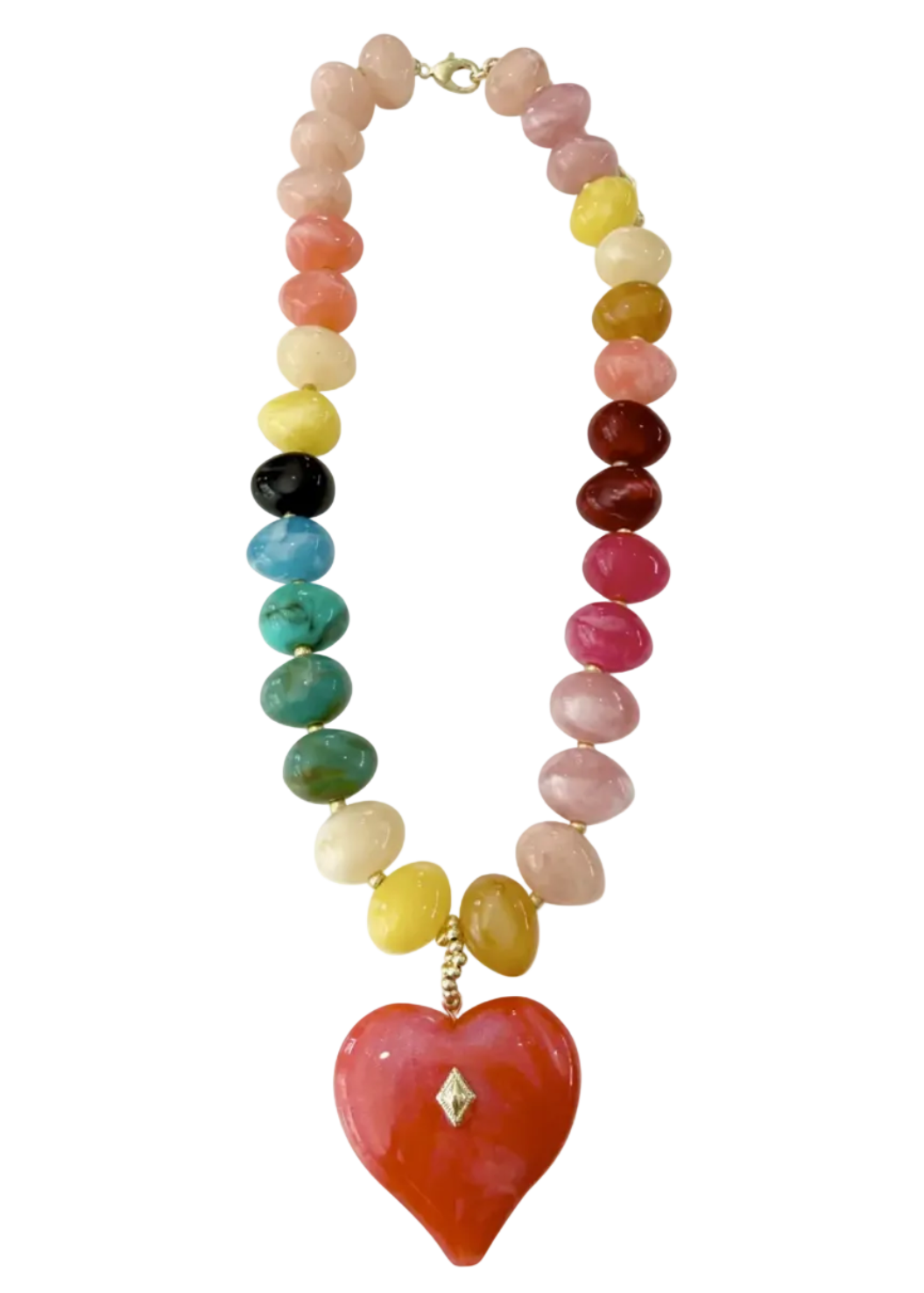  Tisha Multi Beaded Necklace with Heart Charm by Gemelli 