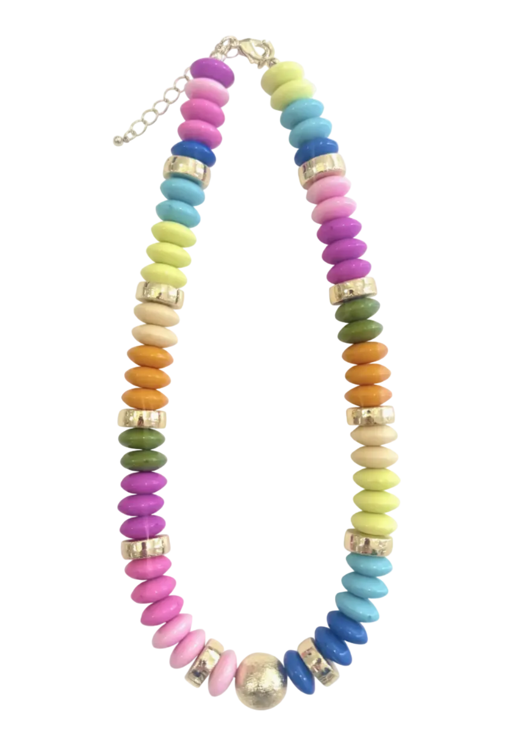 Tobie Beaded Disc Necklace in Rainbow by Gemelli 