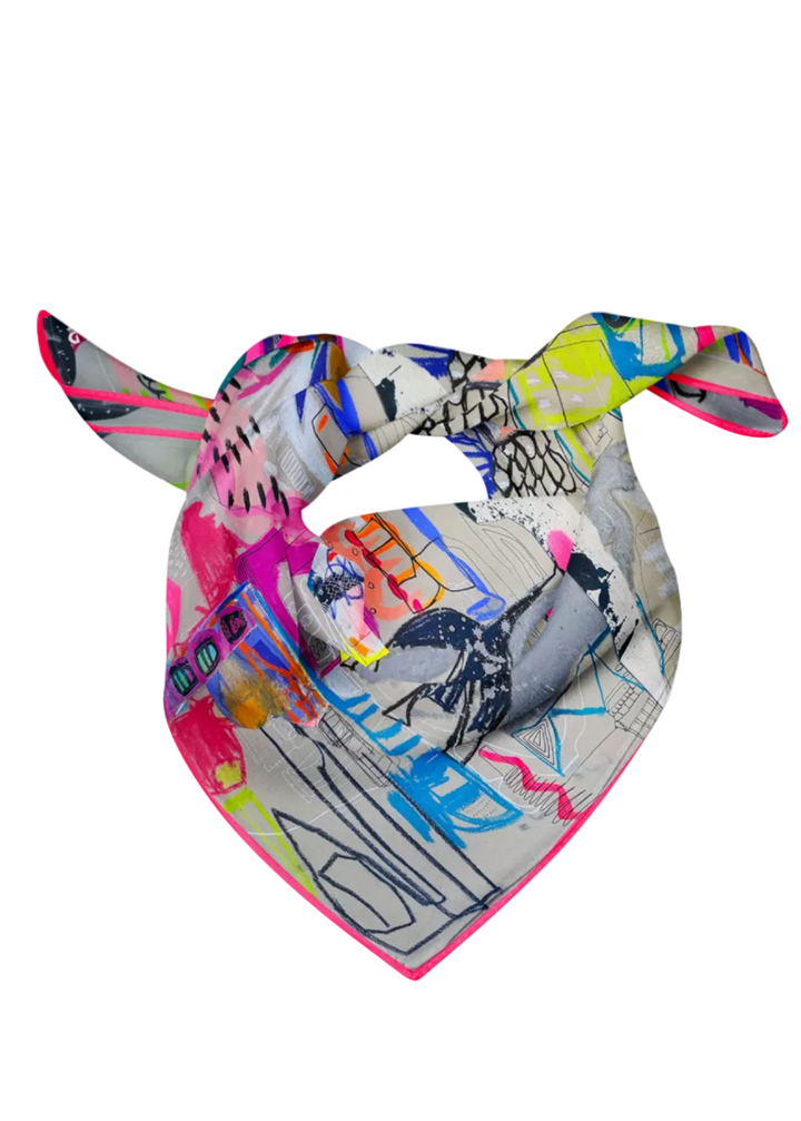 tied 21" x 21" Colorful Voile Silk Scarf