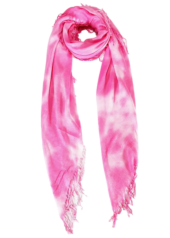 Hot Pink Cashmere Cloud Blend Tie Dye Scarf by Pacific Blue