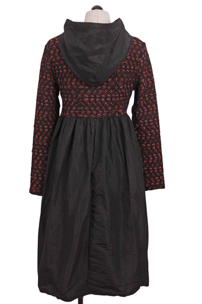 back view of Long sleeve swirly knit top Hooded Teagan Dress by Kozan