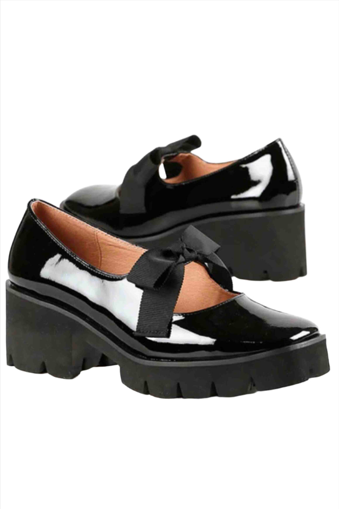 Black Patent Tap and Lugg Shoe by All Black