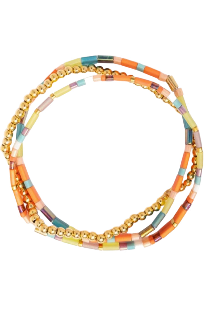 Set of 3 Aqua/Orange Miyuki Tila Bracelets by Mayana Design Co
