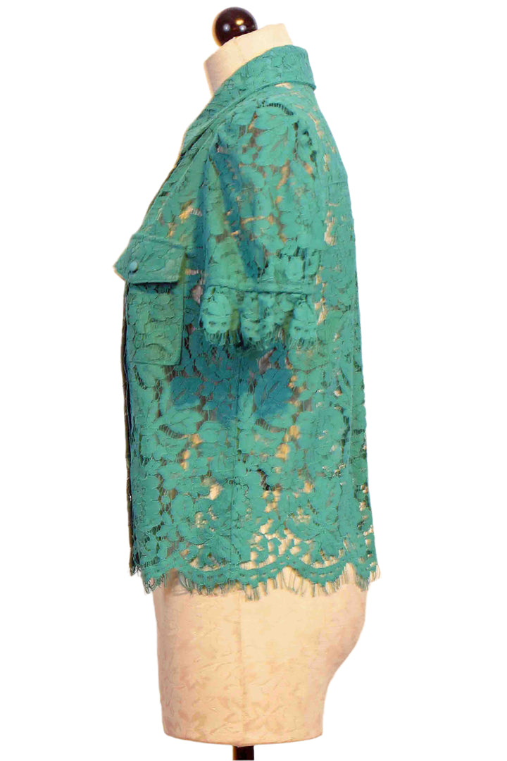 side view of Topaz colored Mina Lace Shirt by Generation Love