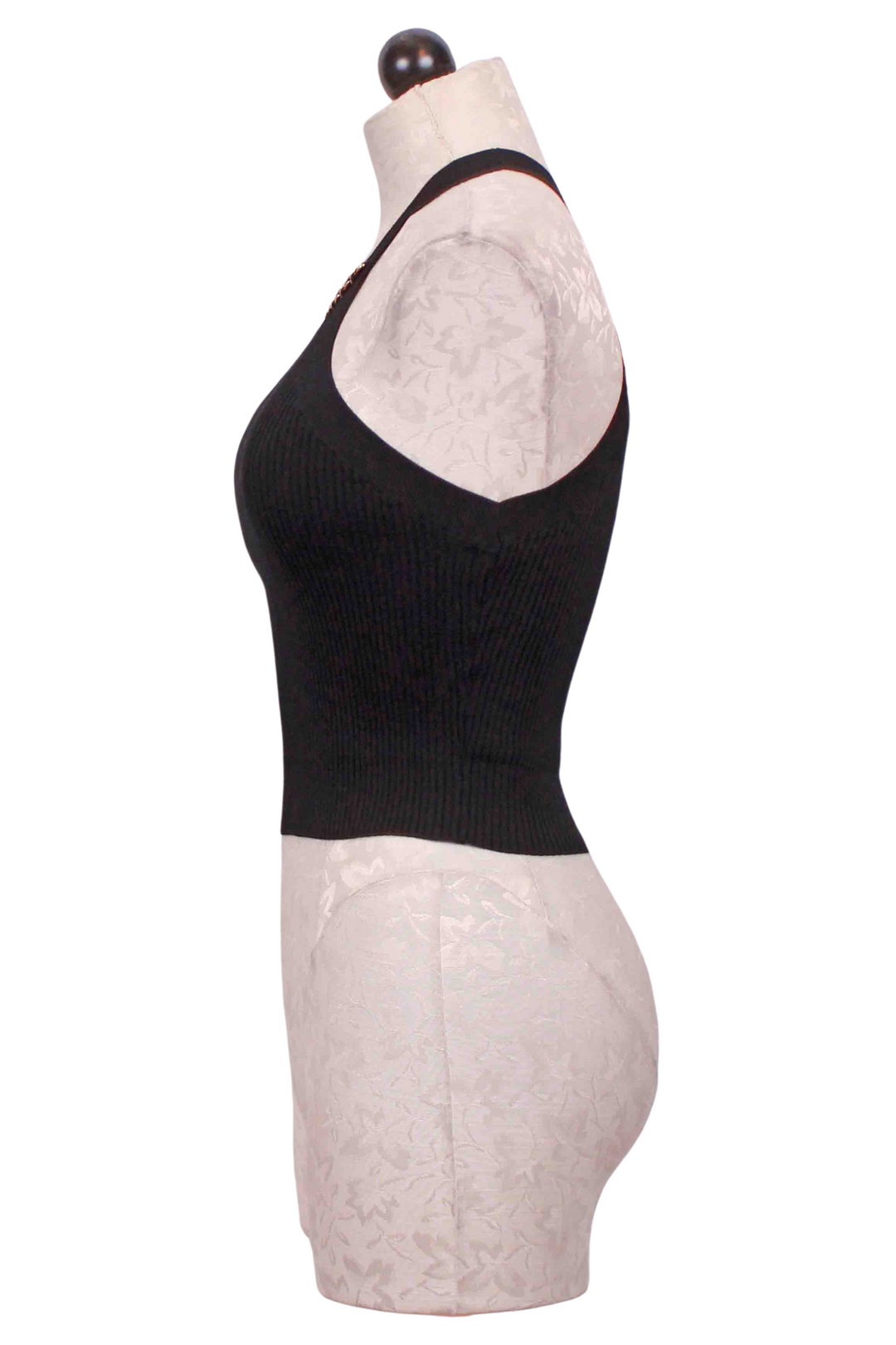 Side view of Black Tulip Rib Halter by Generation Love