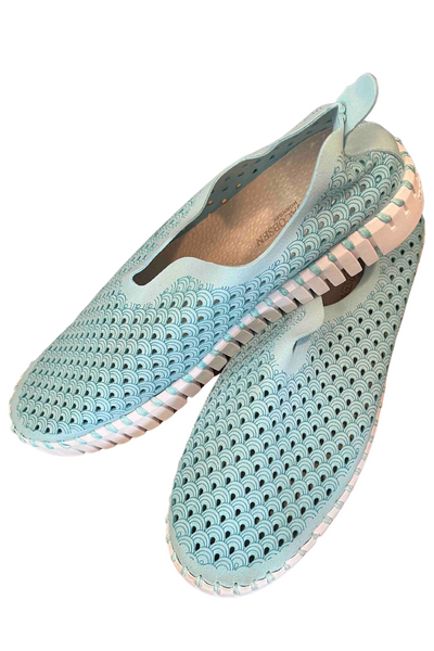 Sapphire colored White Sole Slip On Shoes by Ilse Jacobsen