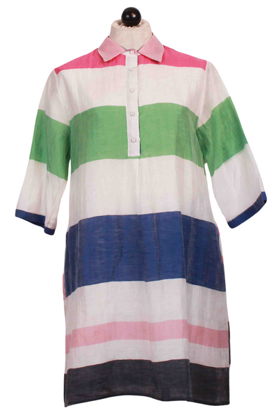 Tyanna Multicolor Stripe Linen Dress by Vilagallo