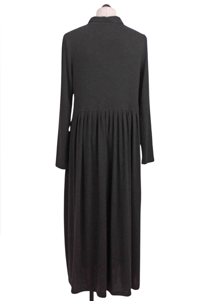 back view of Charcoal Button Down Dress with Pleated Skirt by Alembika