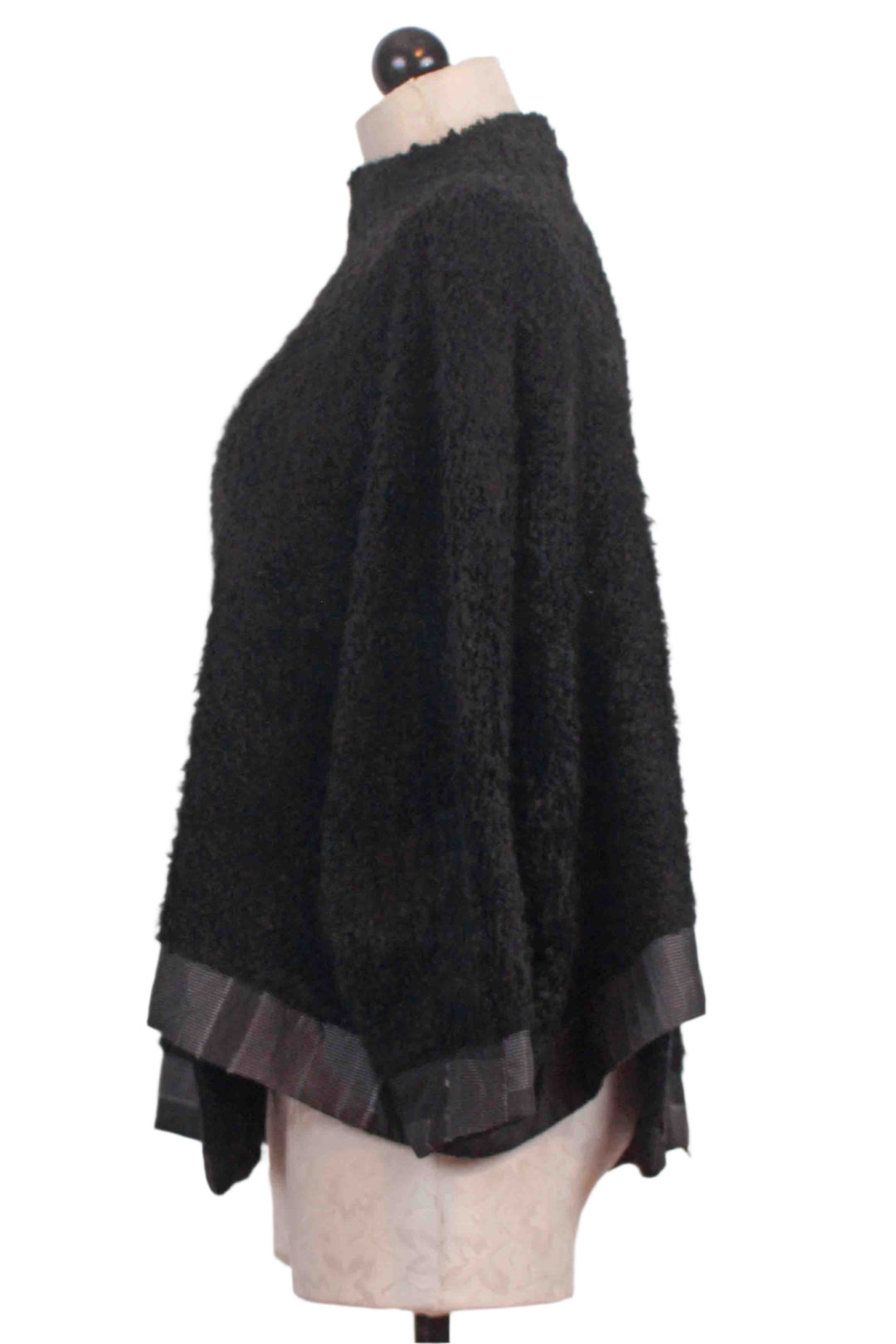 side view of Black Oversized Boucle Knit Pullover by Alembika