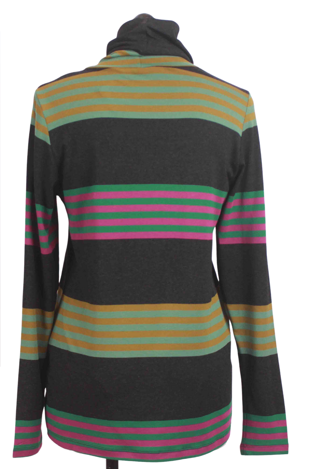 back view of Urban Mixed Stripe Turtleneck by Alembika