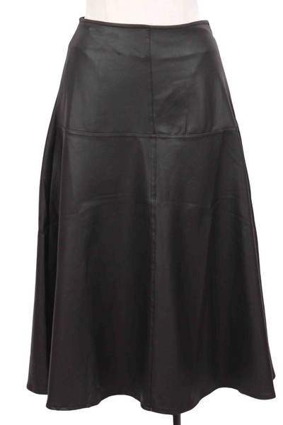 Black Vegan Leather Godet Skirt by Isle by Melis Kozan 