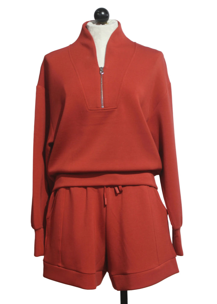 Davidson Sweat in Bossa Nova by Varley paired with the matching Atrium High Rise Short by Varley
